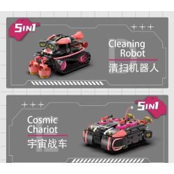 No license PL012 Xếp hình lắp ráp ghép mô hình Mèo âm nhạc biến thành robot 5 trong 1