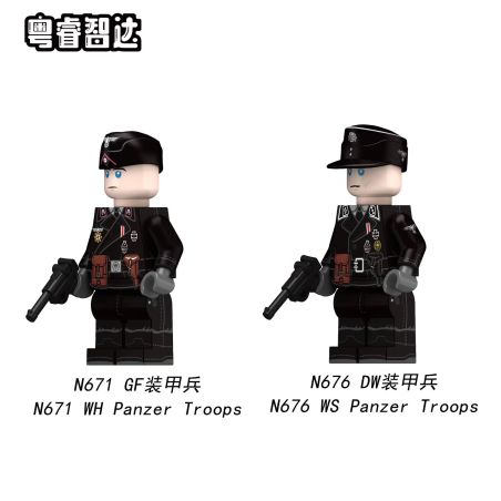 Guangdong Ruizhida N671 Guangdong Ruizhida N672 Xếp hình lắp ráp ghép mô hình Lính thiết giáp Đức trong Thế chiến thứ hai 2 nhân vật
