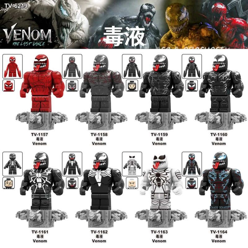 TV TV6219 TV TV1157 TV TV1158 TV TV1159 TV TV1160 TV TV1161 TV TV1162 TV TV1163 TV TV1164 Xếp hình lắp ráp ghép mô hình Mô hình nhỏ của nọc độc 8 loại