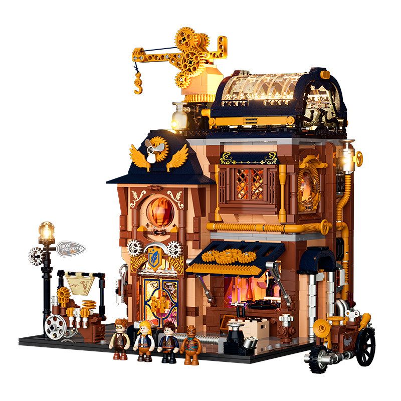 Lumibricks FunWhole 11015 Xếp hình lắp ráp ghép mô hình Thế giới Steampunk: Cửa hàng sửa chữa máy móc