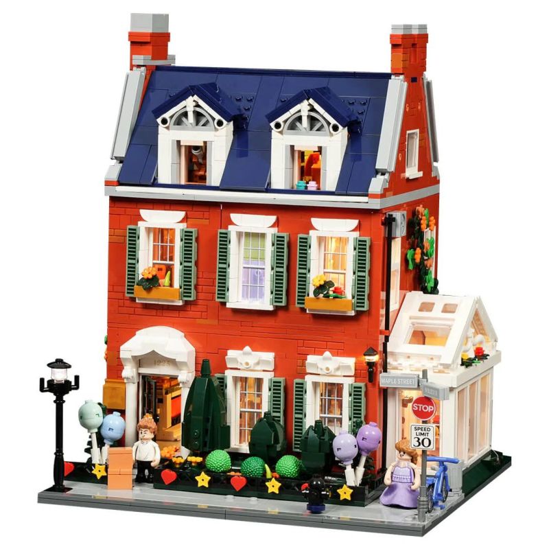 Lumibricks FunWhole 15009 Redbrick Row House Xếp hình lắp ráp ghép mô hình Cuộc sống thị trấn nhỏ: biệt thự gạch đỏ
