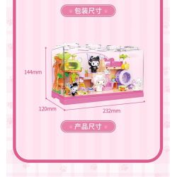 TOP TOY TC3103 Xếp hình lắp ráp ghép mô hình Thời gian rảnh rỗi của Sanrio Meow Meow Meow House BOX Coolomi, Melody