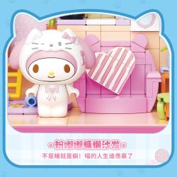 TOP TOY TC3103 Xếp hình lắp ráp ghép mô hình Thời gian rảnh rỗi của Sanrio Meow Meow Meow House BOX Coolomi, Melody