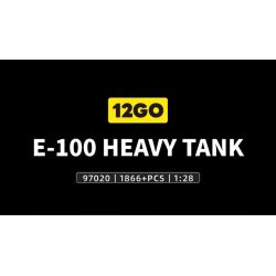 12GO 97020 E-100 Heavy Tank Xếp hình lắp ráp ghép mô hình Xe tăng hạng nặng E-100 phiên bản tháp pháo Maus 1:28