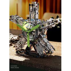 GOQI YC489 S-Cylinder Radial Engine Xếp hình lắp ráp ghép mô hình Bầu trời đầy sao: Động cơ sao hành tinh