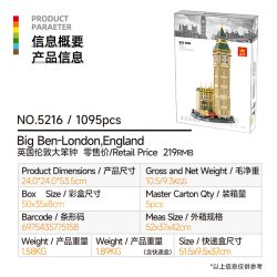 WANGE LIGAO Dr.Luck 5216-2 Big Ben London, England Xếp hình lắp ráp ghép mô hình Big Ben, Luân Đôn, Vương quốc Anh
