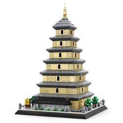 WANGE LIGAO Dr.Luck 5247 Giant Wild Goose Pagoda Xếp hình lắp ráp ghép mô hình Chùa Ngỗng Hoang Lớn ở Tây An, Thiểm Tây, Trung Quốc