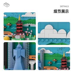 WANGE LIGAO Dr.Luck 4924 City Postcard Xếp hình lắp ráp ghép mô hình Bưu thiếp thành phố: Hàng Châu