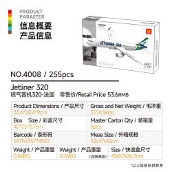 WANGE LIGAO Dr.Luck 4008 Jetliner 320 Xếp hình lắp ráp ghép mô hình Máy bay phản lực 320 Pháp