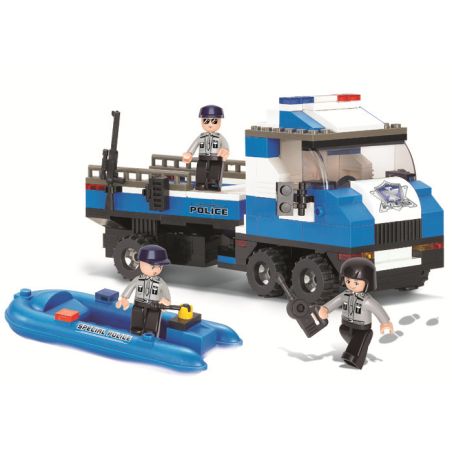 Sluban M38-B0186 Xếp hình lắp ráp ghép mô hình City SWAT - Vận chuyển thuyền máy