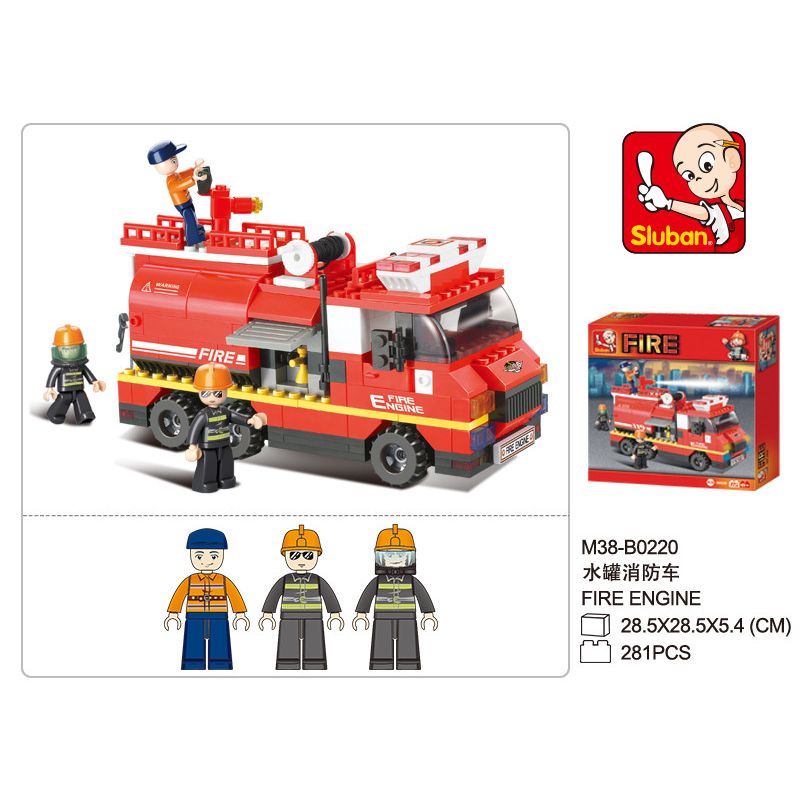 Sluban M38-B0220 Xếp hình lắp ráp ghép mô hình Xe chữa cháy bồn chứa nước báo cháy nhanh
