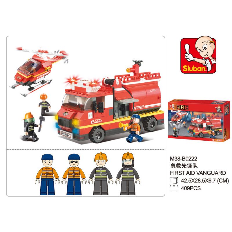 Sluban M38-B0222 Xếp hình lắp ráp ghép mô hình Đội tiên phong báo cháy nhanh-sơ cứu