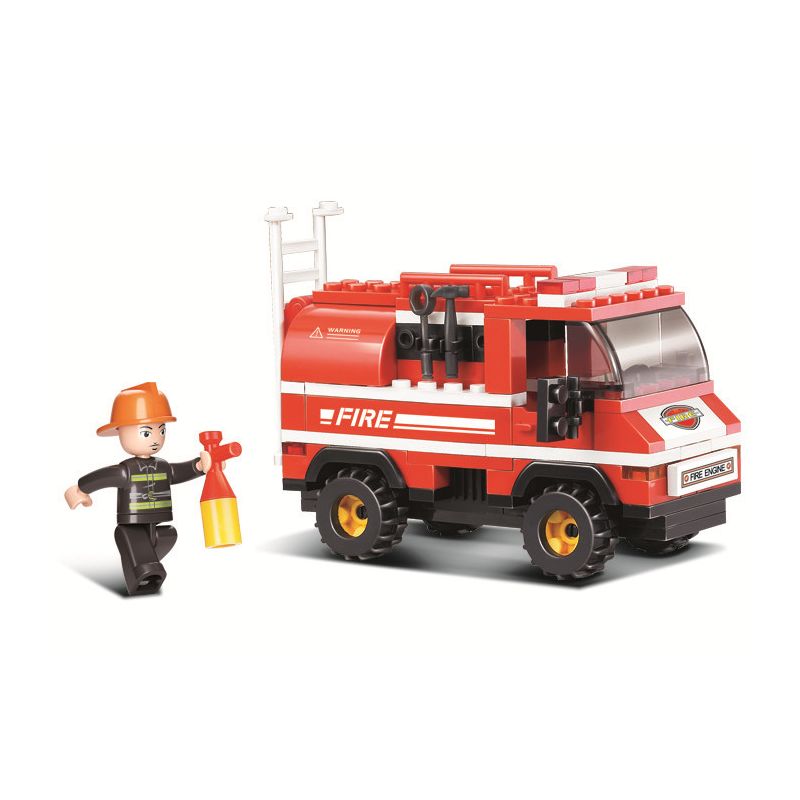 Sluban M38-B0276 Xếp hình lắp ráp ghép mô hình Xe cứu hỏa có đèn báo cháy nhanh