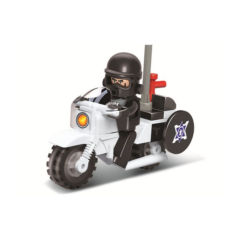 Sluban M38-B0325 Xếp hình lắp ráp ghép mô hình Xe máy SWAT chống cháy nổ Xe máy chống cháy nổ