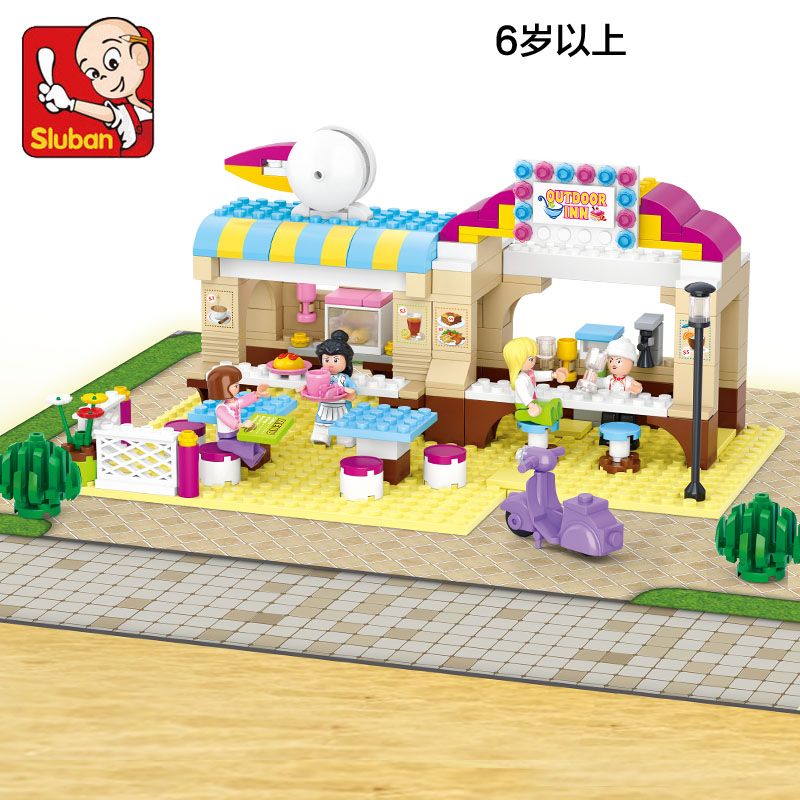 Sluban M38-B0530 Xếp hình lắp ráp ghép mô hình nhà hàng ngoài trời