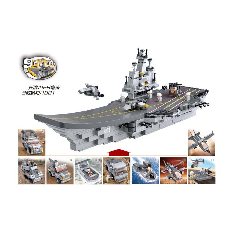 Sluban M38-B0537 Xếp hình lắp ráp ghép mô hình tàu sân bay Liêu Ninh