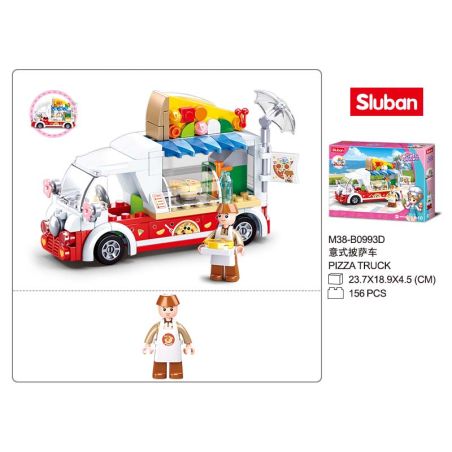 Sluban M38-B0993D Xếp hình lắp ráp ghép mô hình Xe tải pizza Ý