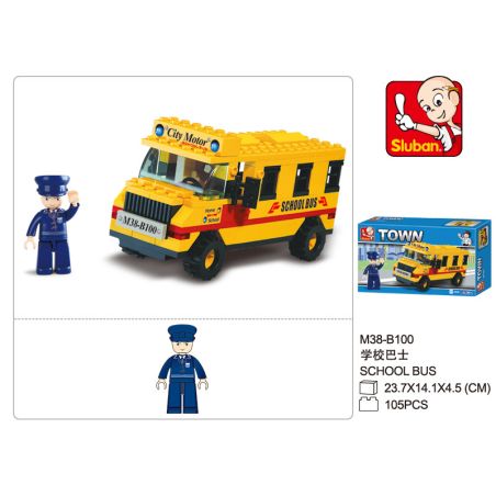 Sluban M38-B100 Xếp hình lắp ráp ghép mô hình Xe buýt trường học SimCity