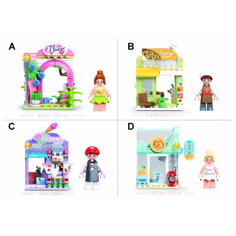 Sluban M38-B1265 Xếp hình lắp ráp ghép mô hình Thành Phố Ước Mơ-Cửa Hàng Nhỏ