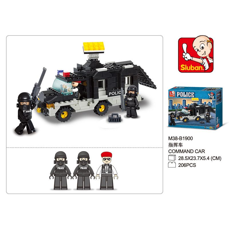 Sluban M38-B1900 Xếp hình lắp ráp ghép mô hình Xe chỉ huy của cảnh sát chống bạo động