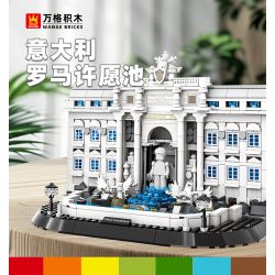 WANGE LIGAO Dr.Luck 4212-2 Trevi Fountain-Rome, Italy Xếp hình lắp ráp ghép mô hình Đài phun nước La Mã Trevi
