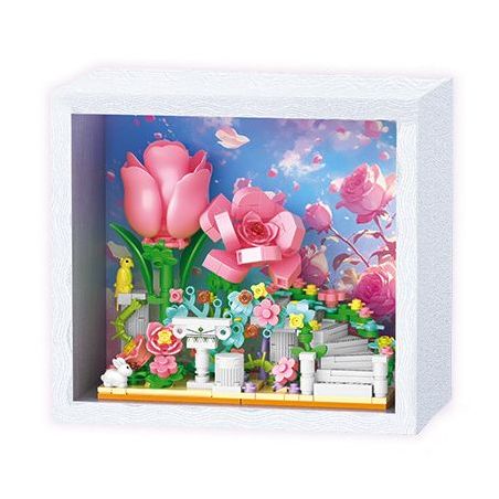 WOMA C2020 Xếp hình lắp ráp ghép mô hình Cầu Thang Hoa Hồng Đón Giấc Mơ Khung Ảnh Hoa