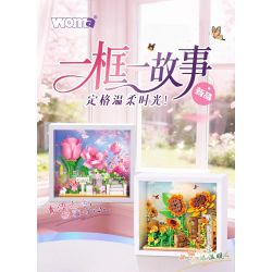 WOMA C2020 Xếp hình lắp ráp ghép mô hình Cầu Thang Hoa Hồng Đón Giấc Mơ Khung Ảnh Hoa