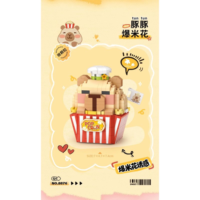 LOZ 8876 Capybara Xếp hình lắp ráp ghép mô hình Gia đình cá heo: Bắp rang cá heo