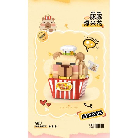 LOZ 8876 Capybara Xếp hình lắp ráp ghép mô hình Gia đình cá heo: Bắp rang cá heo