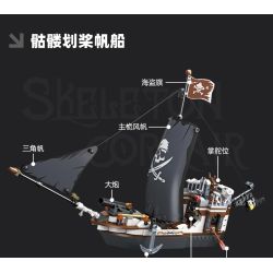 JIESTAR 59150 Skeleton Corsair Xếp hình lắp ráp ghép mô hình Phòng trưng bày xương