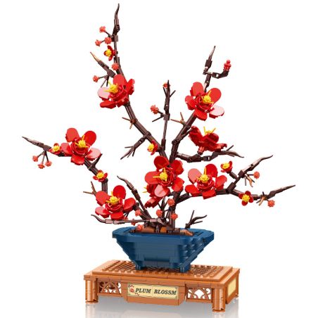 JIESTAR JJ9257 Plum Blossom Potted Plant Xếp hình lắp ráp ghép mô hình Chậu hoa mận kiêu hãnh