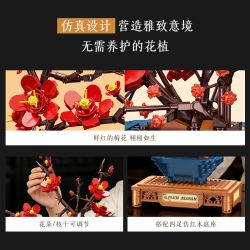 JIESTAR JJ9257 Plum Blossom Potted Plant Xếp hình lắp ráp ghép mô hình Chậu hoa mận kiêu hãnh
