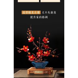 JIESTAR JJ9257 Plum Blossom Potted Plant Xếp hình lắp ráp ghép mô hình Chậu hoa mận kiêu hãnh