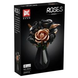 DK 3031 Xếp hình lắp ráp ghép mô hình hoa hồng vàng đen