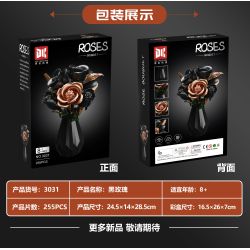 DK 3031 Xếp hình lắp ráp ghép mô hình hoa hồng vàng đen