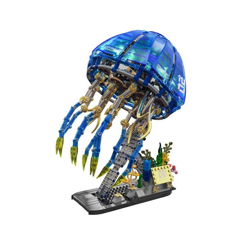 Takuki T1127 Bionic Glowing Mech Jellyfish Xếp hình lắp ráp ghép mô hình Sứa ánh sáng cơ học sinh học