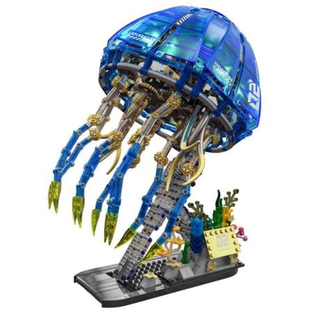Takuki T1127 Bionic Glowing Mech Jellyfish Xếp hình lắp ráp ghép mô hình Sứa ánh sáng cơ học sinh học