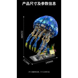 Takuki T1127 Bionic Glowing Mech Jellyfish Xếp hình lắp ráp ghép mô hình Sứa ánh sáng cơ học sinh học