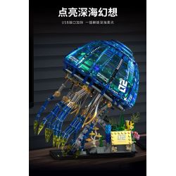 Takuki T1127 Bionic Glowing Mech Jellyfish Xếp hình lắp ráp ghép mô hình Sứa ánh sáng cơ học sinh học