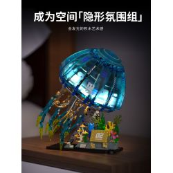 Takuki T1127 Bionic Glowing Mech Jellyfish Xếp hình lắp ráp ghép mô hình Sứa ánh sáng cơ học sinh học