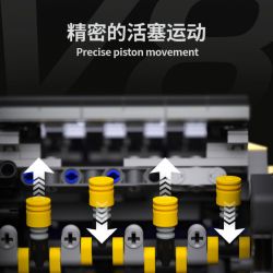 Takuki T1112 V8 Turbo Charged Xếp hình lắp ráp ghép mô hình Động cơ V8