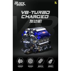 Takuki T1112 V8 Turbo Charged Xếp hình lắp ráp ghép mô hình Động cơ V8