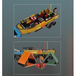 MouldKing 24080 Fishing Boat Trailer Xếp hình lắp ráp ghép mô hình Mini World: Xe kéo thuyền đánh cá