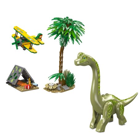 MouldKing 29001 Brachiosaurus & Biplane Camp Xếp hình lắp ráp ghép mô hình Thế giới kỷ Jura: Trứng khủng long trại Gyrosaurus