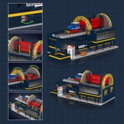 MouldKing 17094 Railcar Rotary Dumper Xếp hình lắp ráp ghép mô hình Máy xúc quay đường sắt