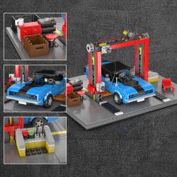 MouldKing 24086 Repair Garage & Challenger Muscle Car Xếp hình lắp ráp ghép mô hình Cửa hàng bảo trì & Xe cơ bắp Challenger
