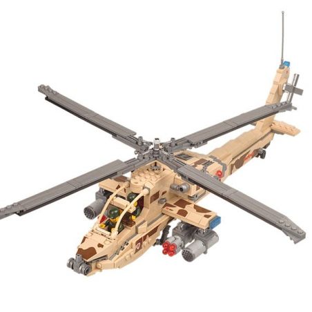 Kazi KY84020 84020 non  TRỰC THĂNG CHIẾN ĐẤU bộ đồ chơi xếp lắp ráp ghép mô hình Field Army FIELD ARMY AH-64 Chiến Trường 658 khối