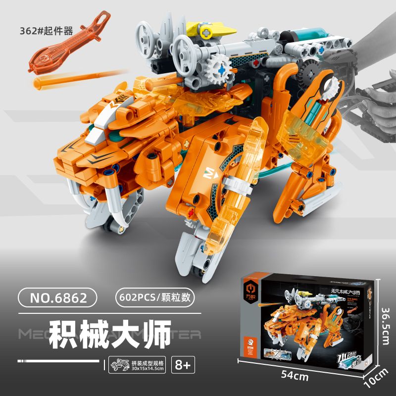 IM.Master QIHUI 6862 Xếp hình lắp ráp ghép mô hình Bậc thầy về máy móc: Máy chiến đấu thủy lực Sabretooth Tiger