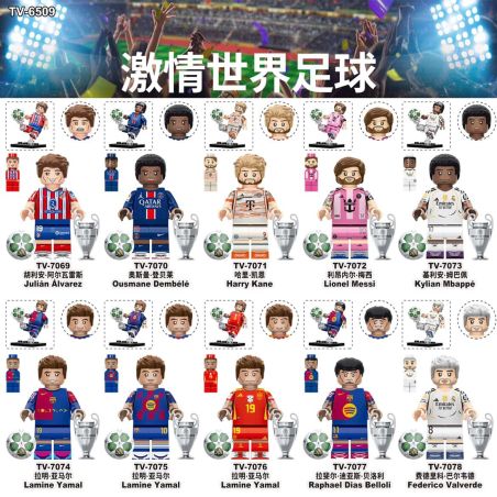 TV TV6509 TV TV7069 TV TV7070 TV TV7071 TV TV7072 TV TV7073 TV TV7074 TV TV7075 TV TV7076 TV TV7077 TV TV7078 Xếp hình lắp ráp ghép mô hình Mô hình ngôi sao bóng đá 10 loại