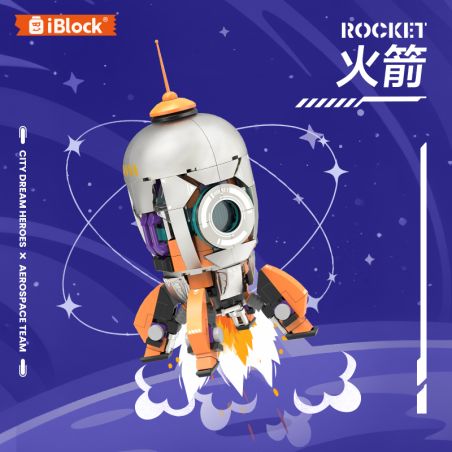 iBlock ib1107 Xếp hình lắp ráp ghép mô hình Đội Wangyu anh hùng trong mơ thành phố: Tên lửa